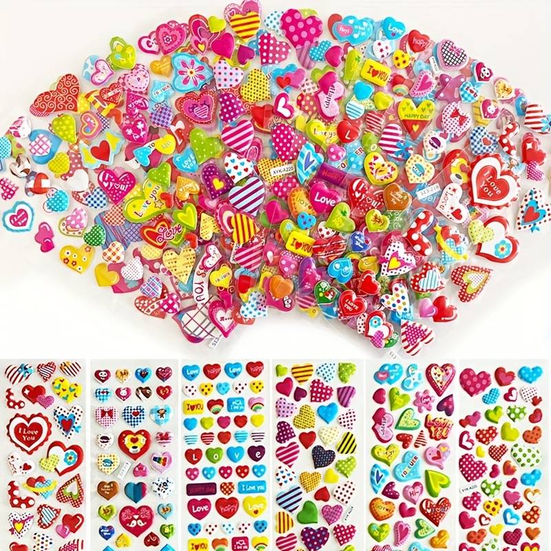 Love Heart Shape 3d Cute Stickers Toy For Kids Diy - Temu